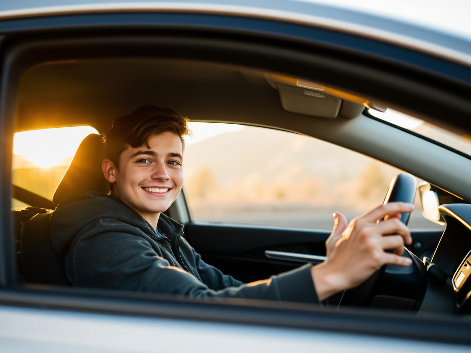 Confident student driver in Kamloops